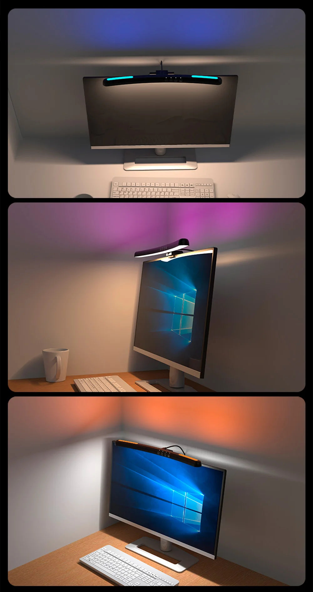 USB Stepless Dimming Screen Hanging LED Computer Monitor Light Bar Desk Lamp