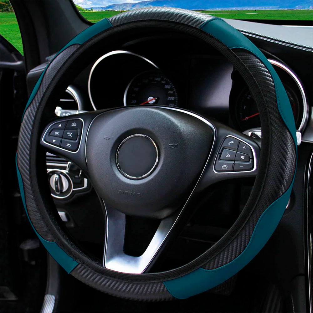 Steering Wheel Cover Carbon Fiber Steering Wheel Cover Anti-Slip Comfort