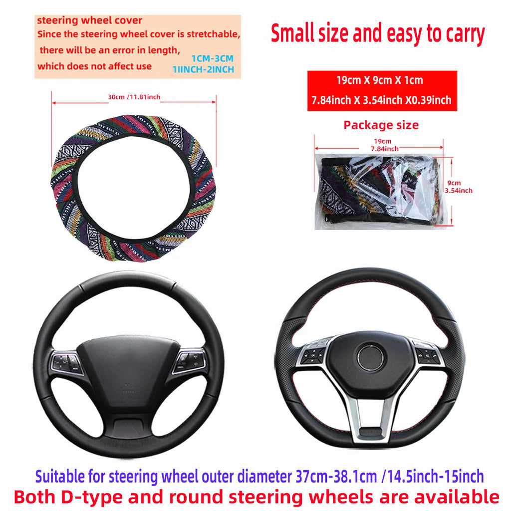 Steering Wheel Cover Breathable Cotton-Like Car Dashboard Ornament Decoration