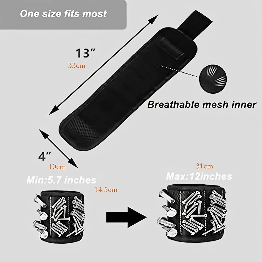 Magnetic Tool screw nut small wrench or screwdriver holder black velcro strap nylon