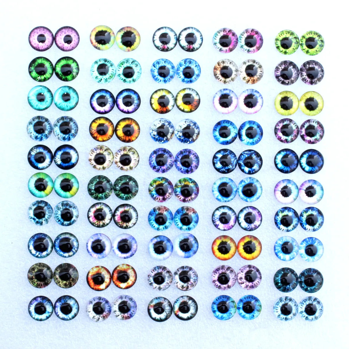 6mm 8mm 10mm 12mm Mixed Toys Dragon Eyes Doll Round Pattern Glass DIY Making Accessories 100pcs 50 Pairs