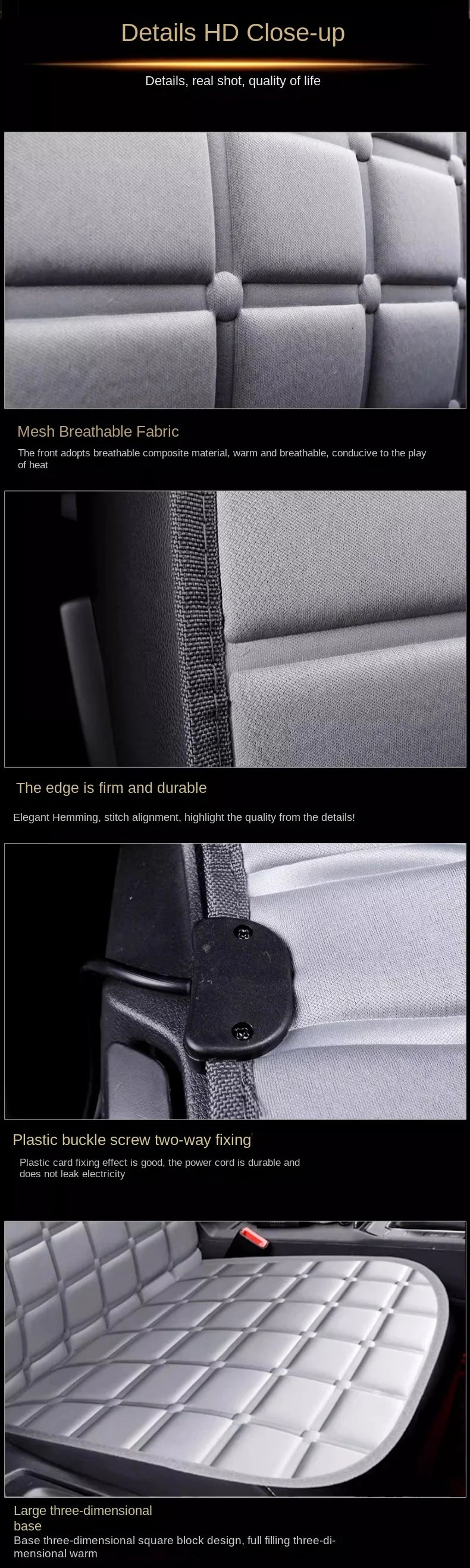 Car black heating seat cushion Premium Quality Replacement Accessory