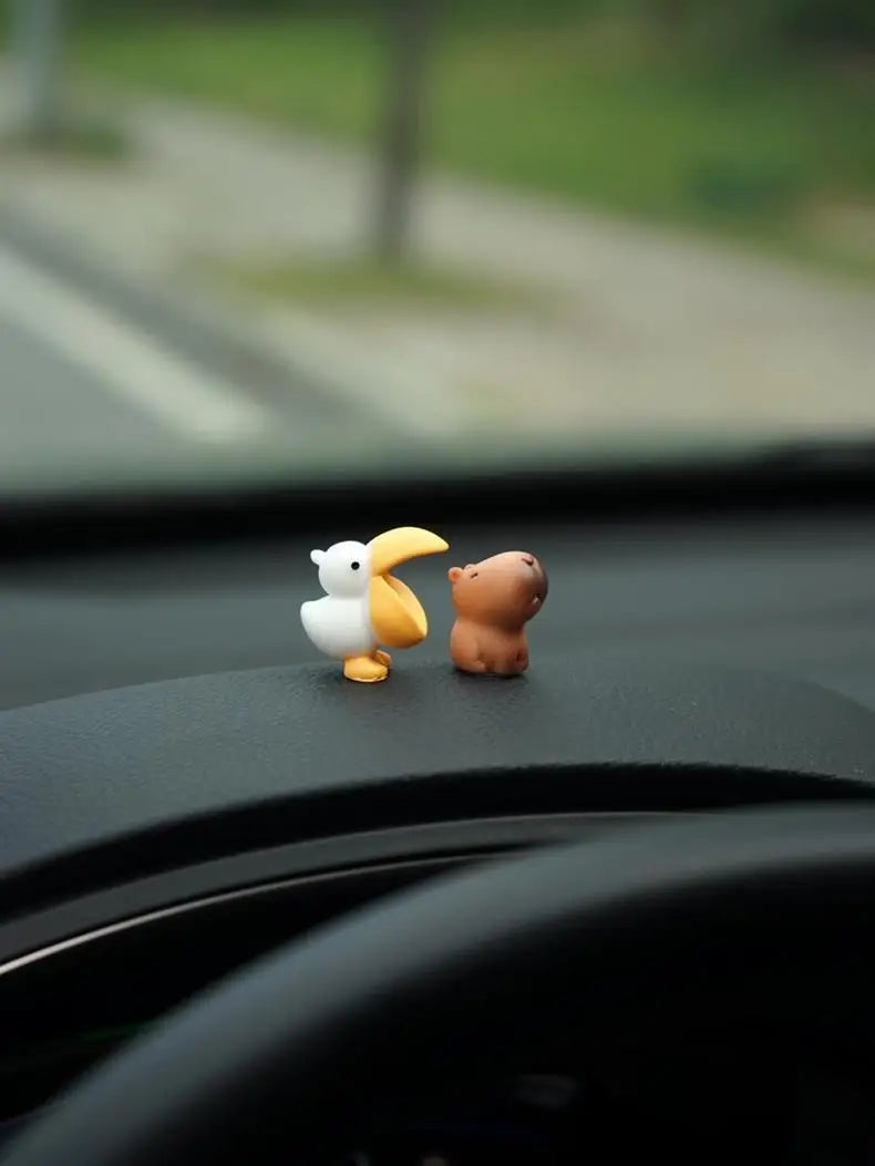 Cute Cartoon Capybara With Duck Car Dashboard Ornament Decoration