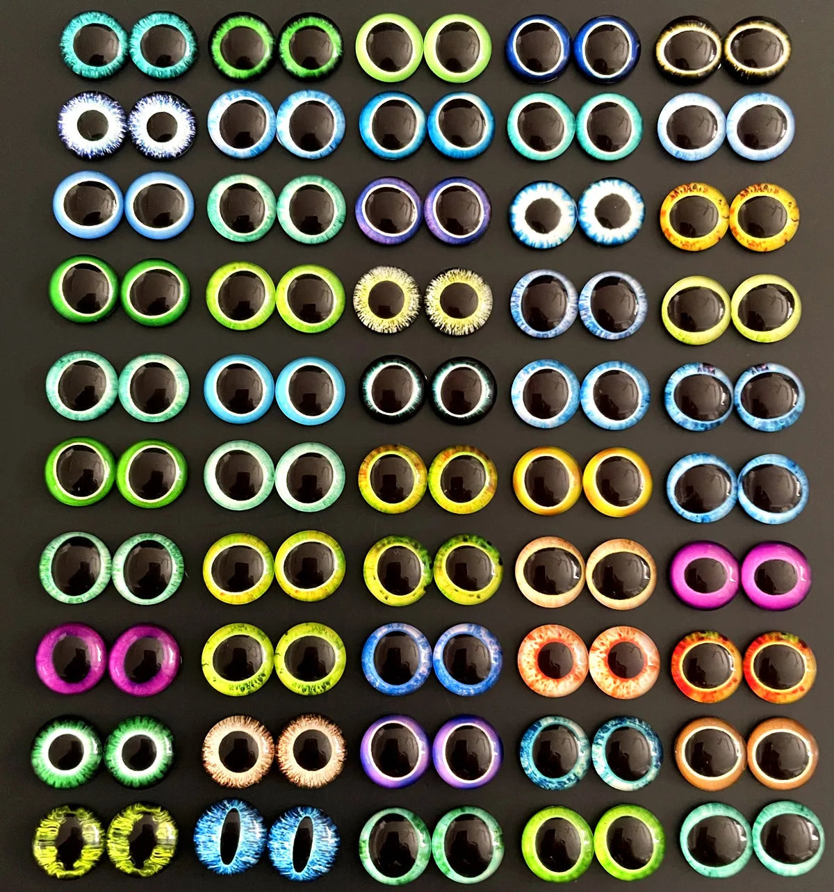 6mm 8mm 10mm 12mm Mixed Toys Dragon Eyes Doll Round Pattern Glass DIY Making Accessories 100pcs 50 Pairs