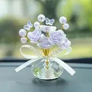 Crystal Glass Rose Dashboard Ornament Car Dashboard Ornament Decoration