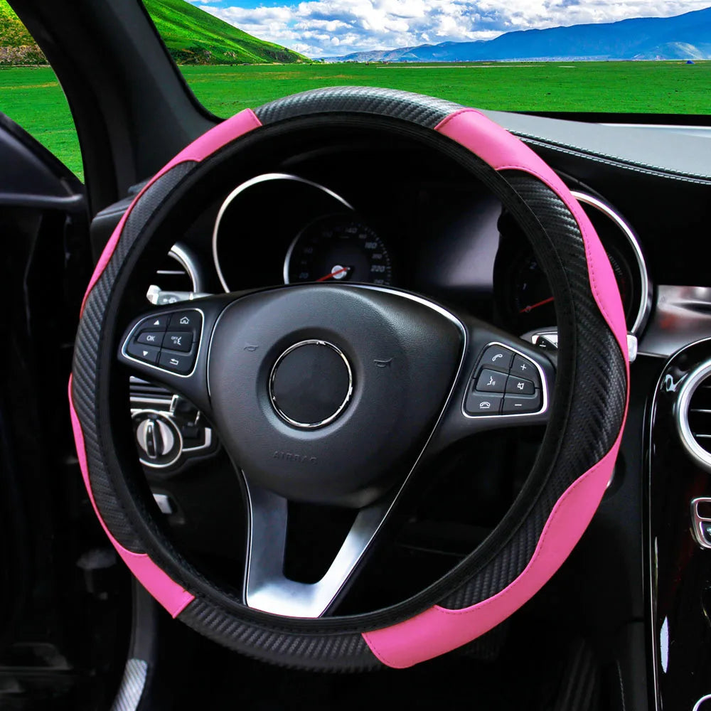 Steering Wheel Cover Carbon Fiber Steering Wheel Cover Anti-Slip Comfort
