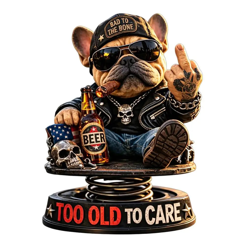 Biker Bulldog Dashboard Ornament Spring Car Dashboard Ornament Decoration