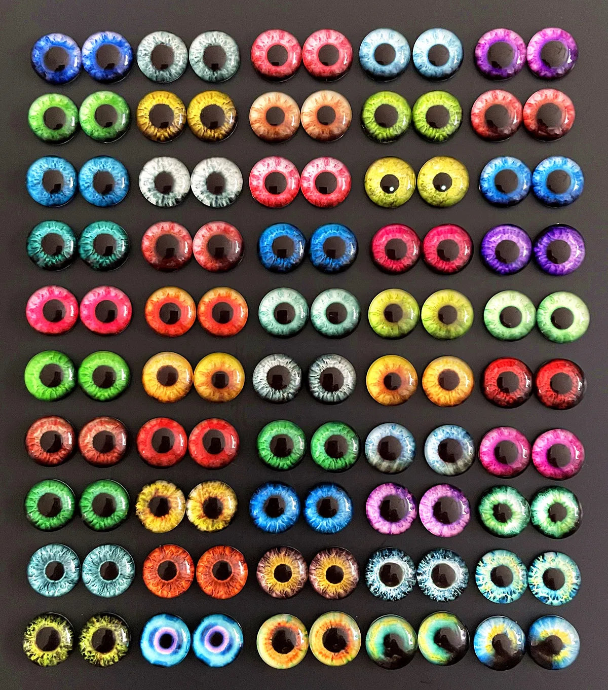 6mm 8mm 10mm 12mm Mixed Toys Dragon Eyes Doll Round Pattern Glass DIY Making Accessories 100pcs 50 Pairs