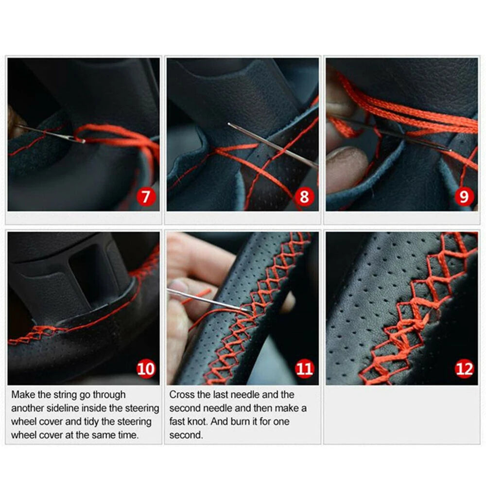 Steering Wheel Cover DIY Leather Steering Wheel Cover Anti-Slip Comfort