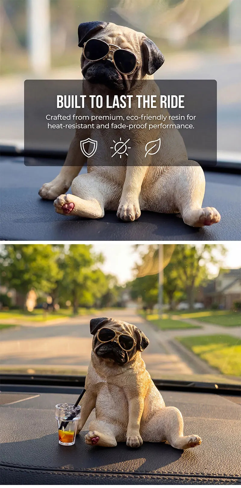 Cool Pug Car Dashboard Ornament Car Dashboard Ornament Decoration