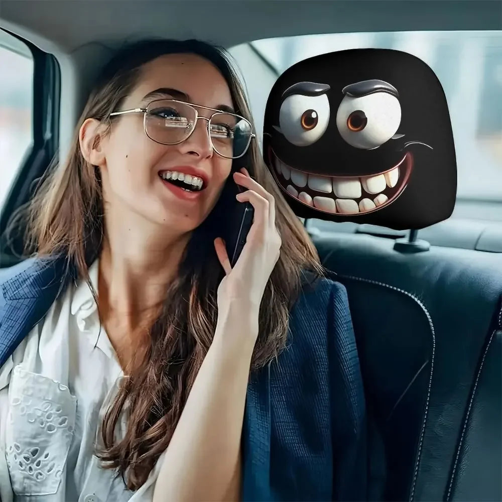 Smiley Face Printed Car Pillowcase Car Dashboard Ornament Decoration