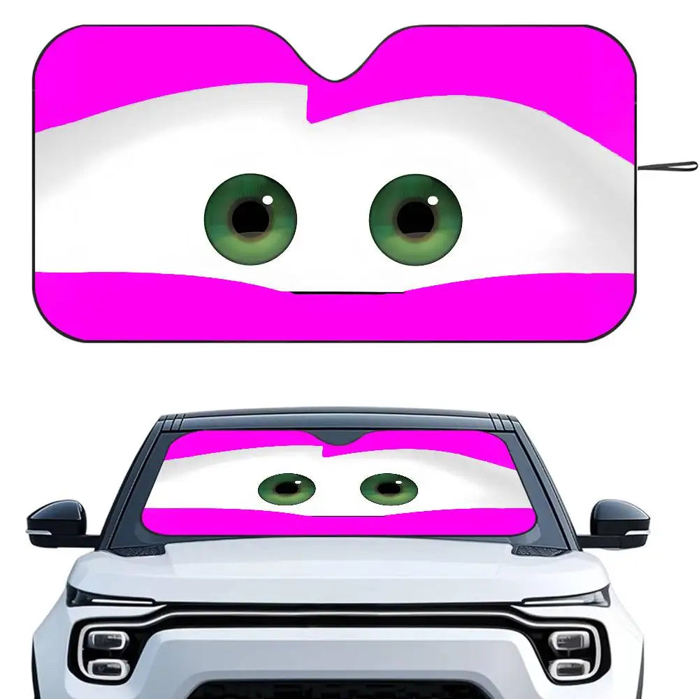 Cartoon Car With Cute Eyes Car Sun Shade UV Protector