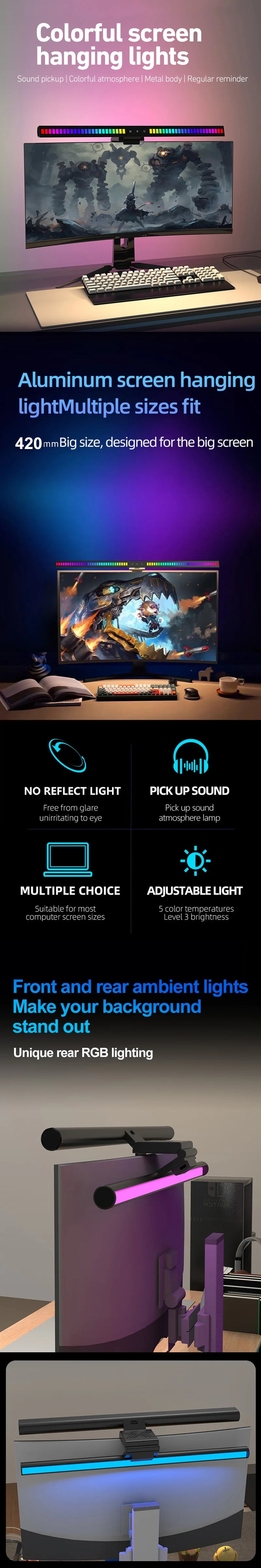 Computer Monitor Light Bar RGB LED Computer Monitor Light Bar Desk Lamp