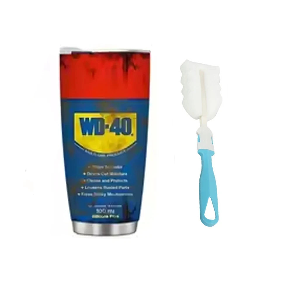 WD-40 Travel Mug, weathered, 20 oz mug, cup. insulated, looks like the original WD 40 Can