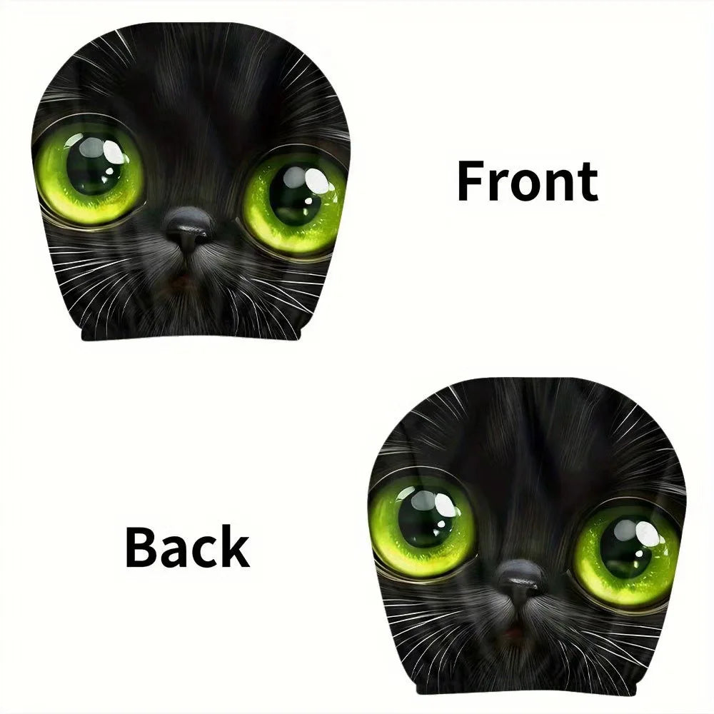 New 2pcs car interior decoration headrest covers, novel style, black funny pattern headrest covers