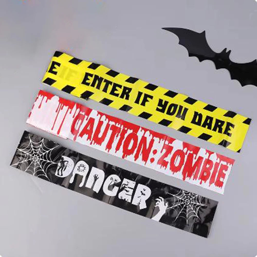 Halloween Decoration Crime Scene Tape Scary Caution Roll Hazard Indoor Outdoor Spooky