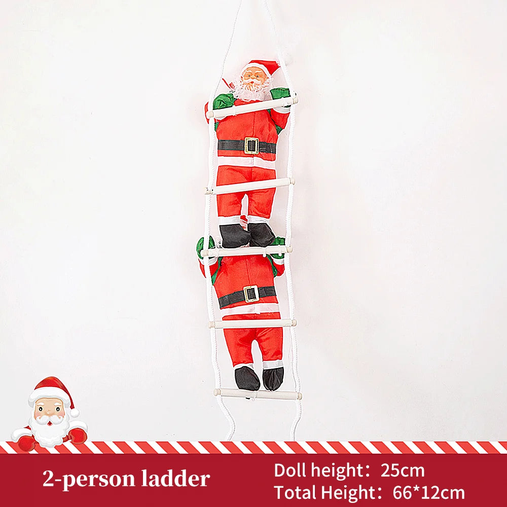 Christmas Decoration Santa Claus Climbing on Rope Ladder Ornament Xmas Tree Decor Home Door Wall Hanging Indoor Outdoor Kid Gift
