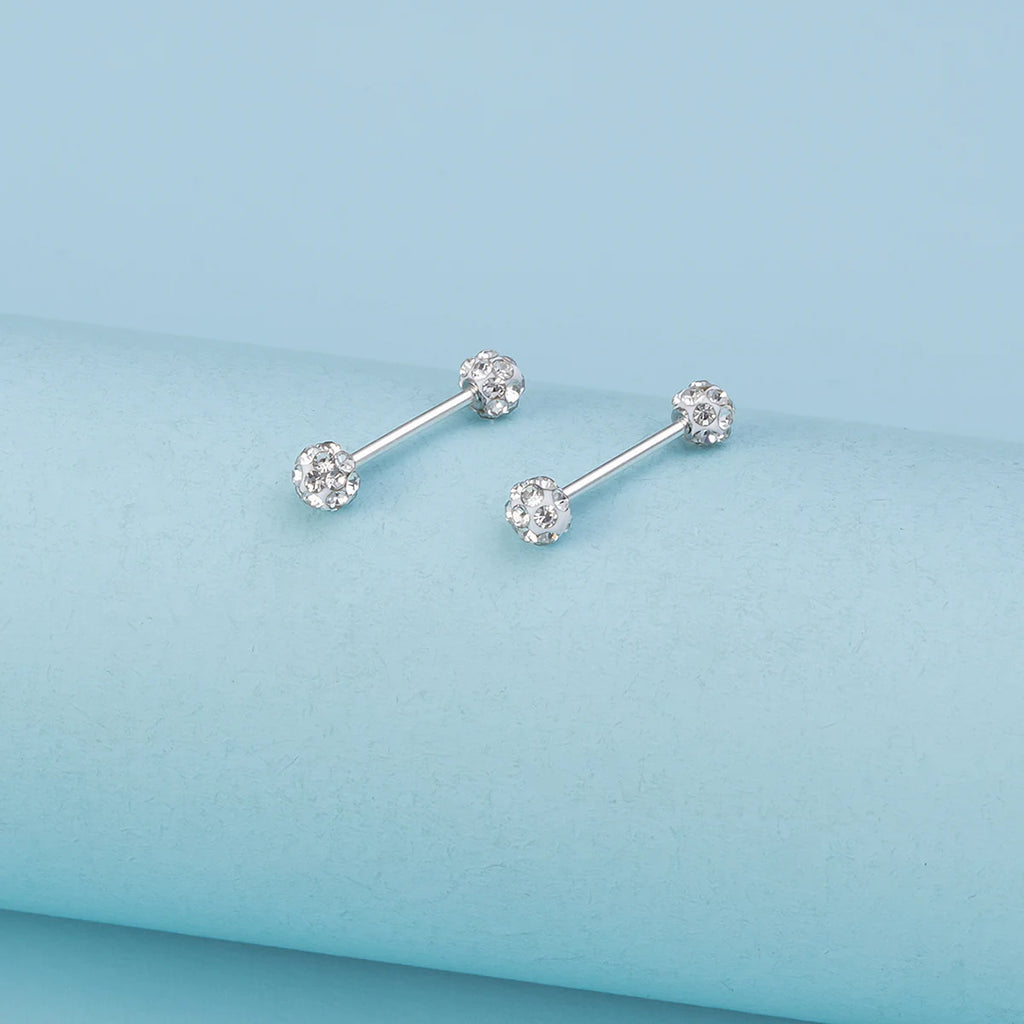 1 Pair Crystal Disco Ball Stud Earrings Cartilage Tragus Daith Helix Conch Piercing Ear Stud Accessory Fashion Jewelry Gift 20G