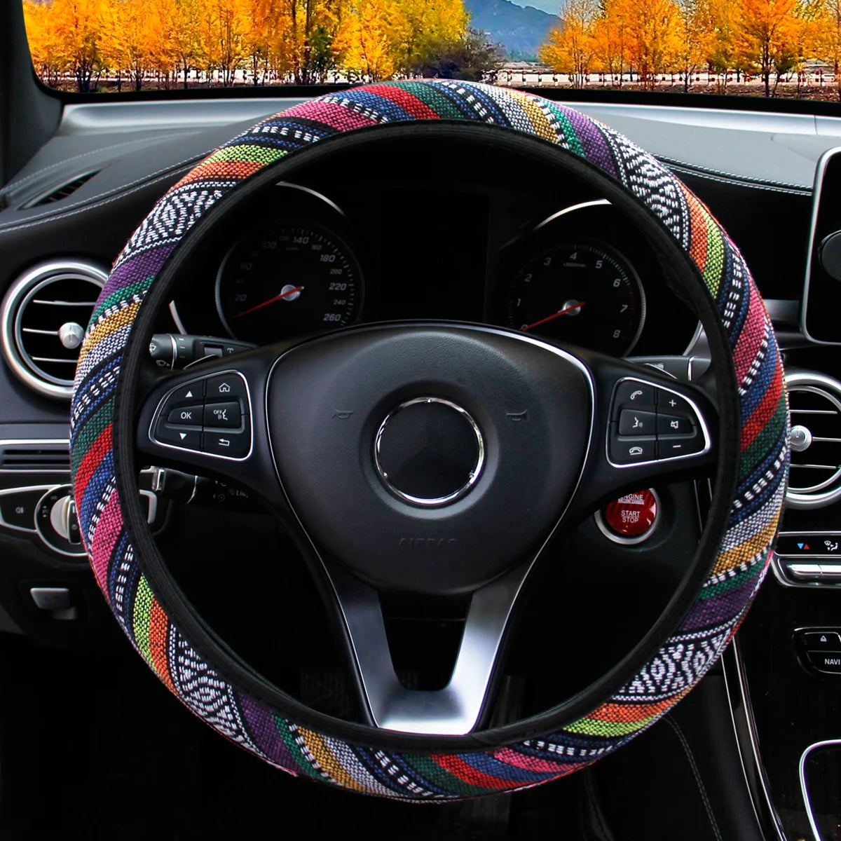 Steering Wheel Cover Breathable Cotton-Like Car Dashboard Ornament Decoration
