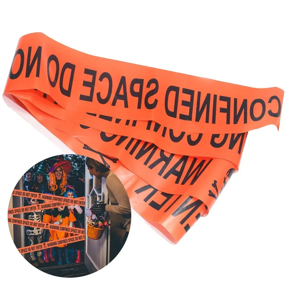 Halloween Decoration Crime Scene Tape Scary Caution Roll Hazard Indoor Outdoor Spooky