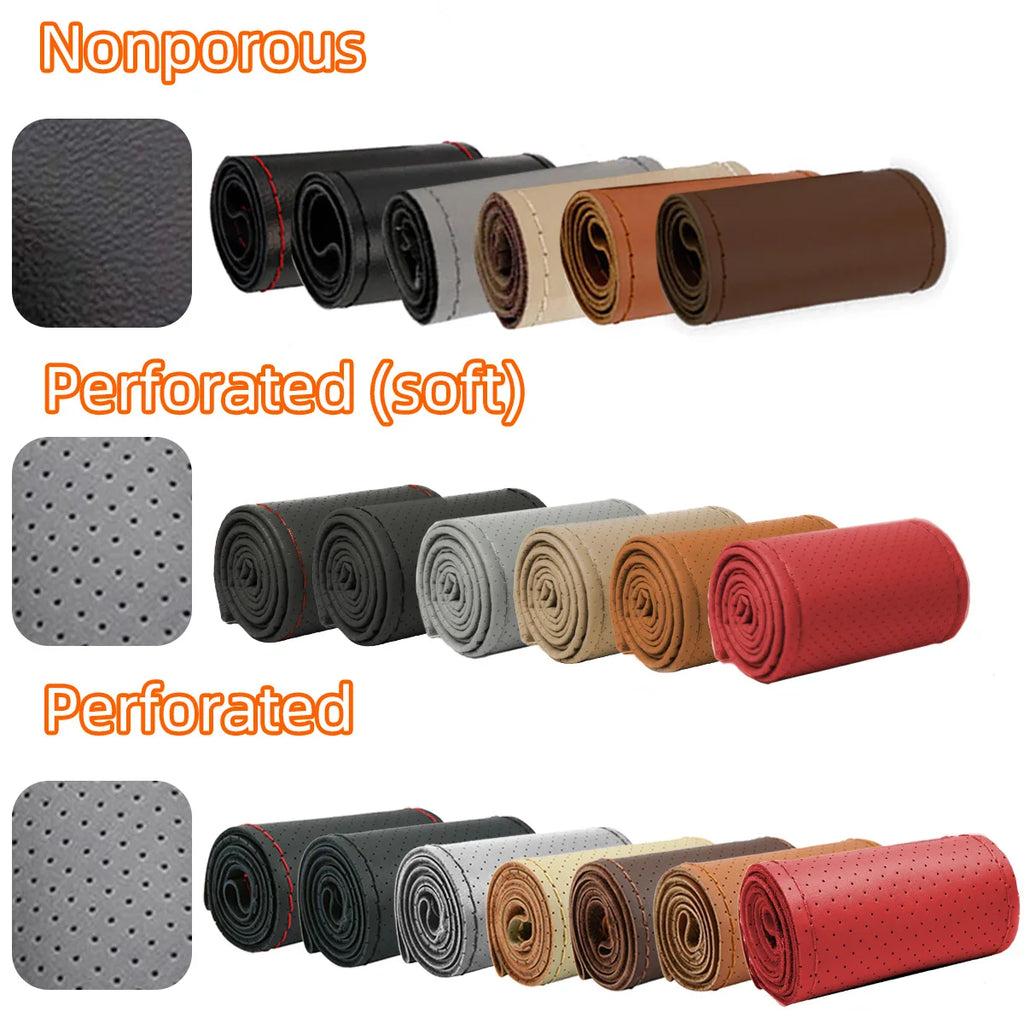 Universal Leather Car Steering Wheel Steering Wheel Cover Anti-Slip Comfort