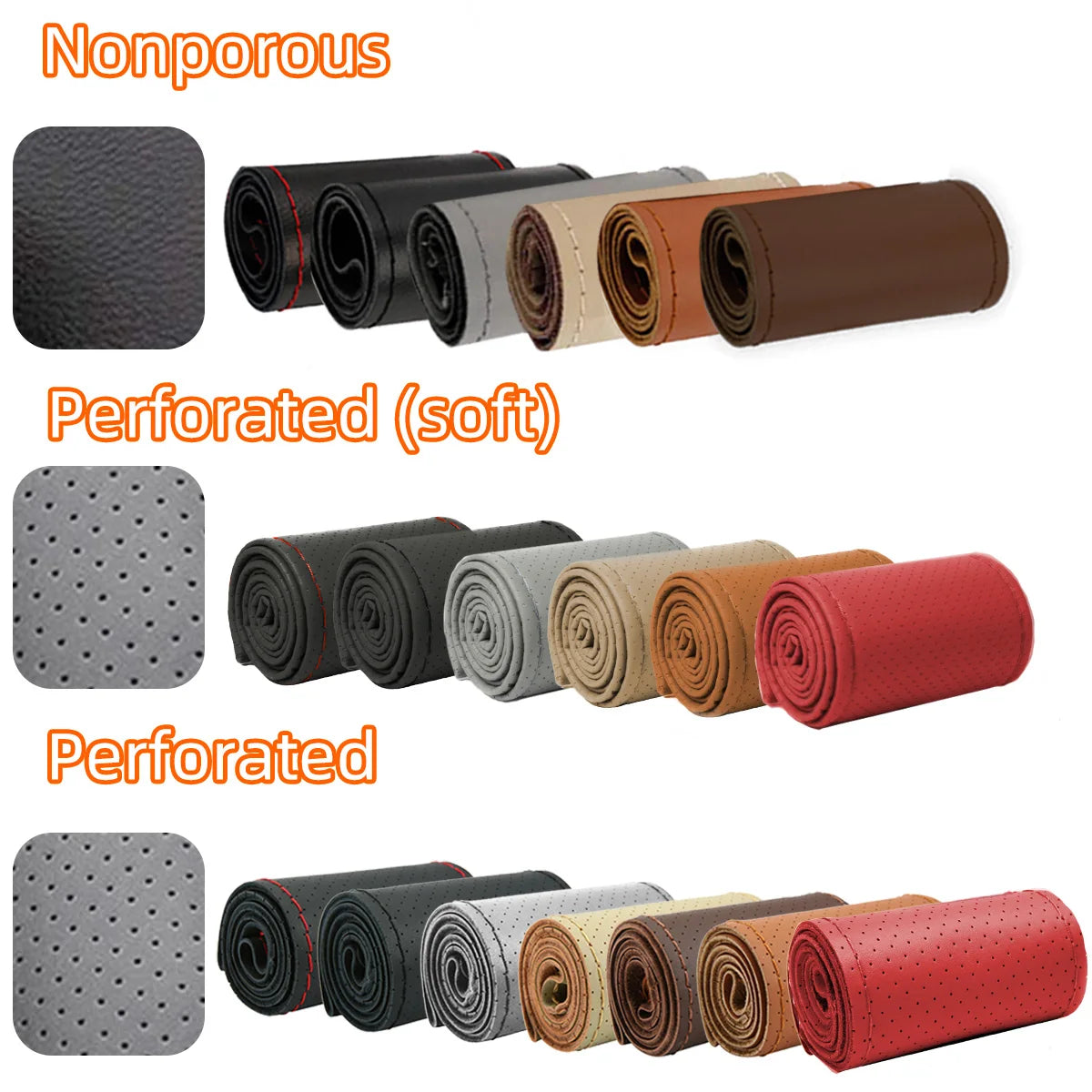 Universal Leather Car Steering Wheel Steering Wheel Cover Anti-Slip Comfort