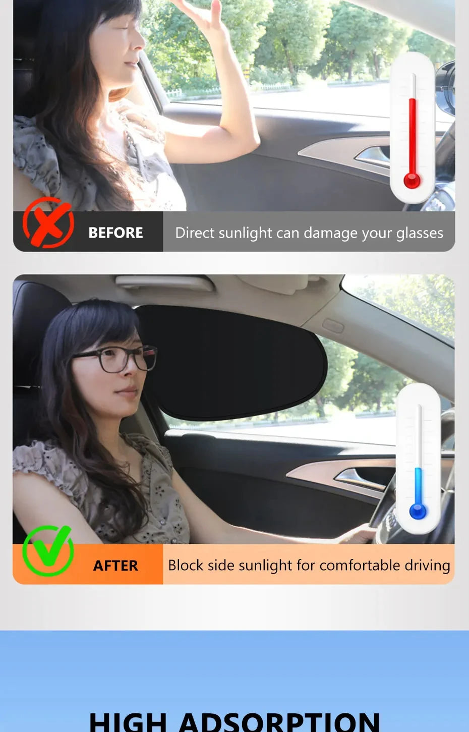 New Electrostatic Sun Visor for Car Sun Shade UV Protector