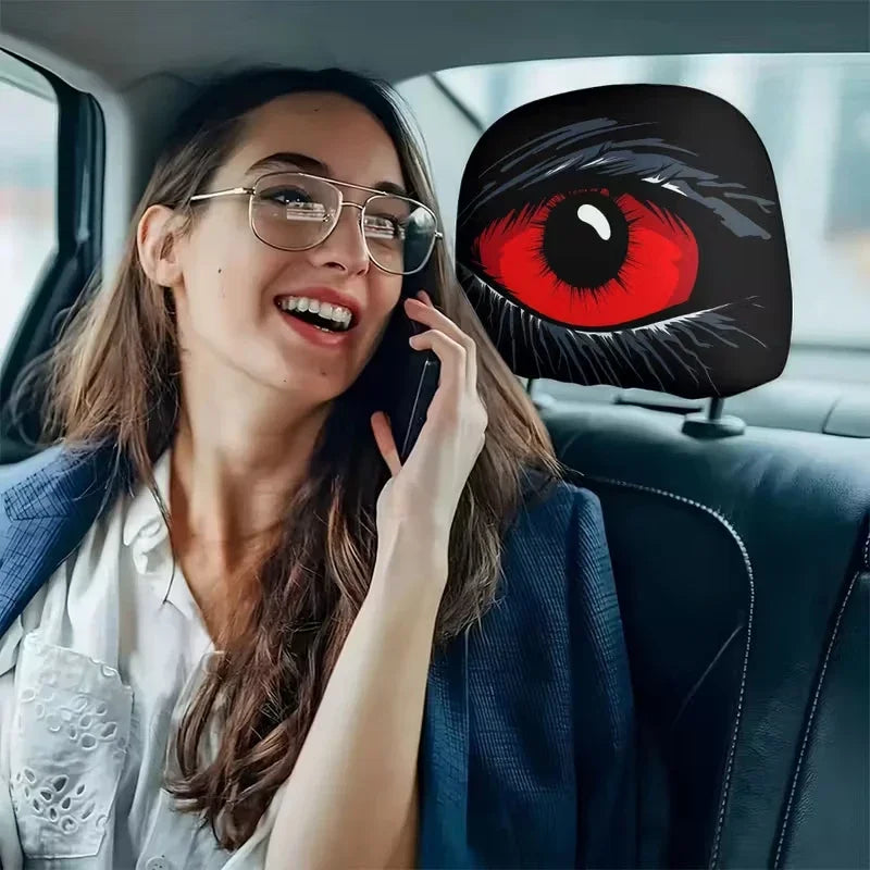 1 PC-Red-eyed Car Headrest Cover Premium Quality Replacement Accessory