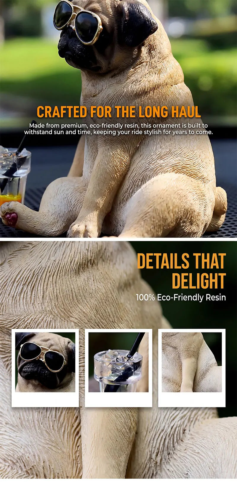 Cool Pug Car Dashboard Ornament Car Dashboard Ornament Decoration