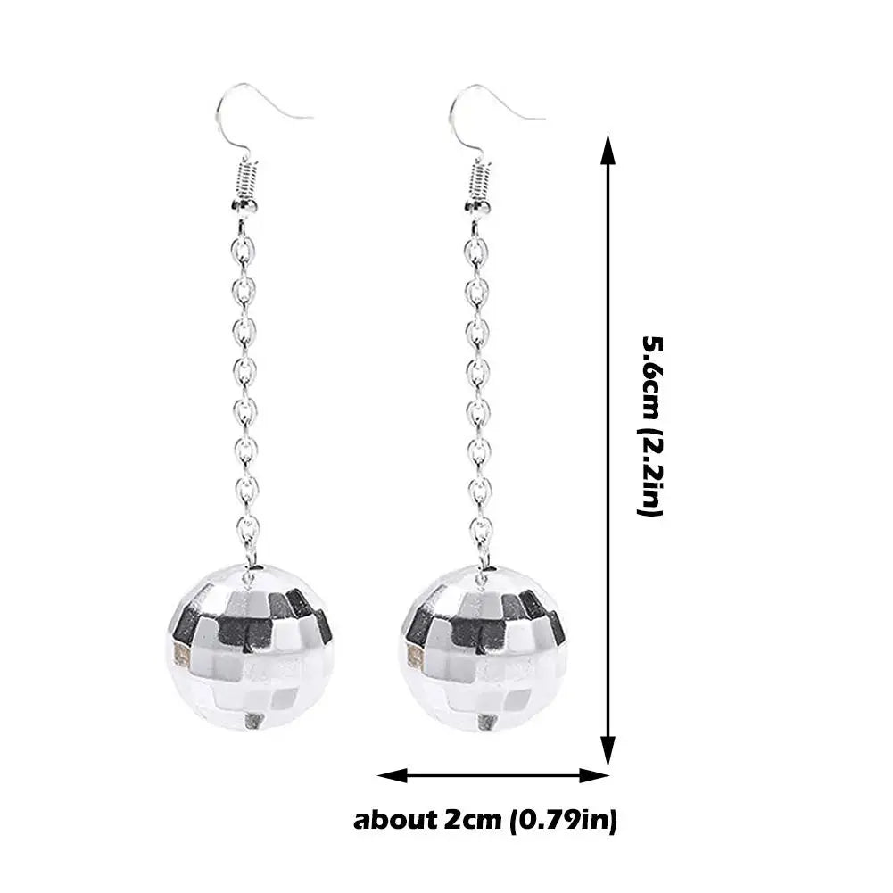 Retro Disco Ball Drop Earrings Women Boho Round Luxury Mirror Party Reflect Earrings Ball Dangle Jewelry Light Disco Earring