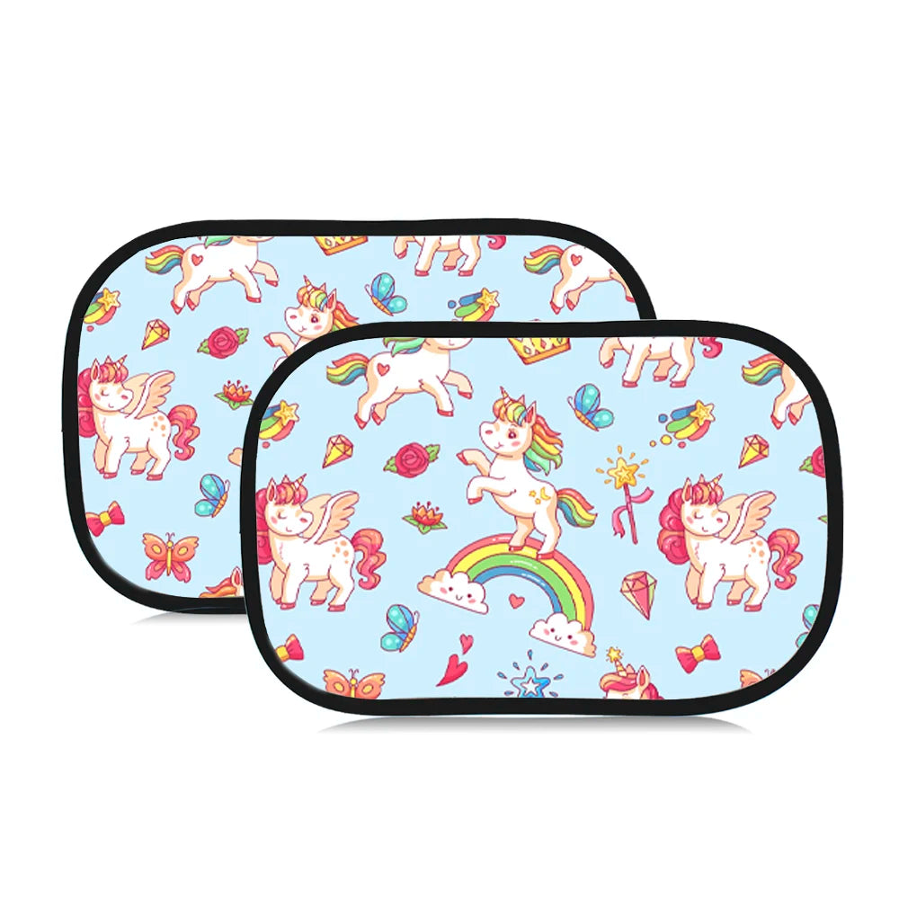 Black And Colorful Cartoon Animal Car Sun Shade UV Protector