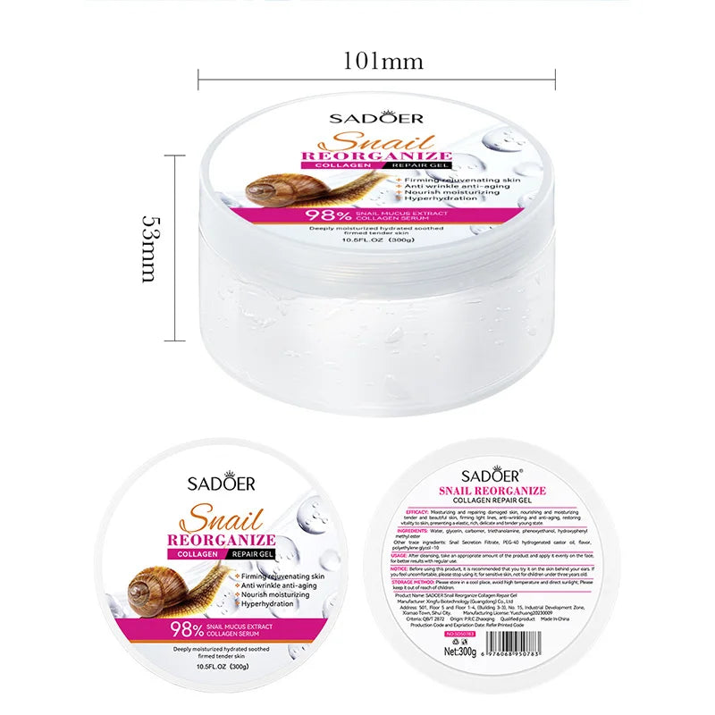 SADOER Snail Collagen Face Cream Gel Firming Repair Whitenting Moisturizing Facial Creams Beauty Face Skin Care