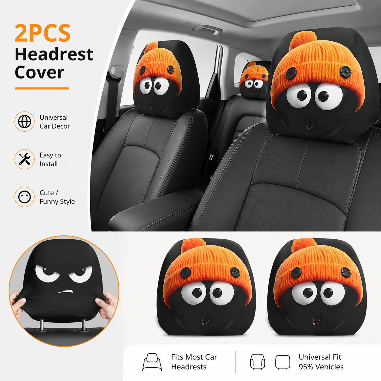 Funny Car Headrest Cover Elastic Premium Quality Replacement Accessory