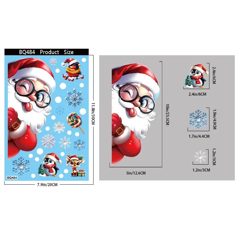 Christmas Window Stickers Gingerbread Man Santa Claus Snowman Snowflake Xmas Stickers Navidad Ornaments Merry Christmas Decor