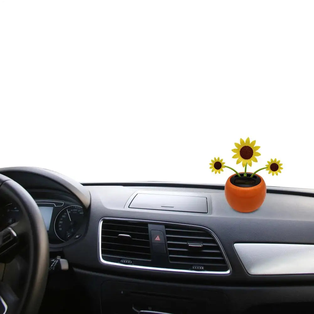 Solar Toy Sunflower Ornaments Dancing Car Dashboard Ornament Decoration