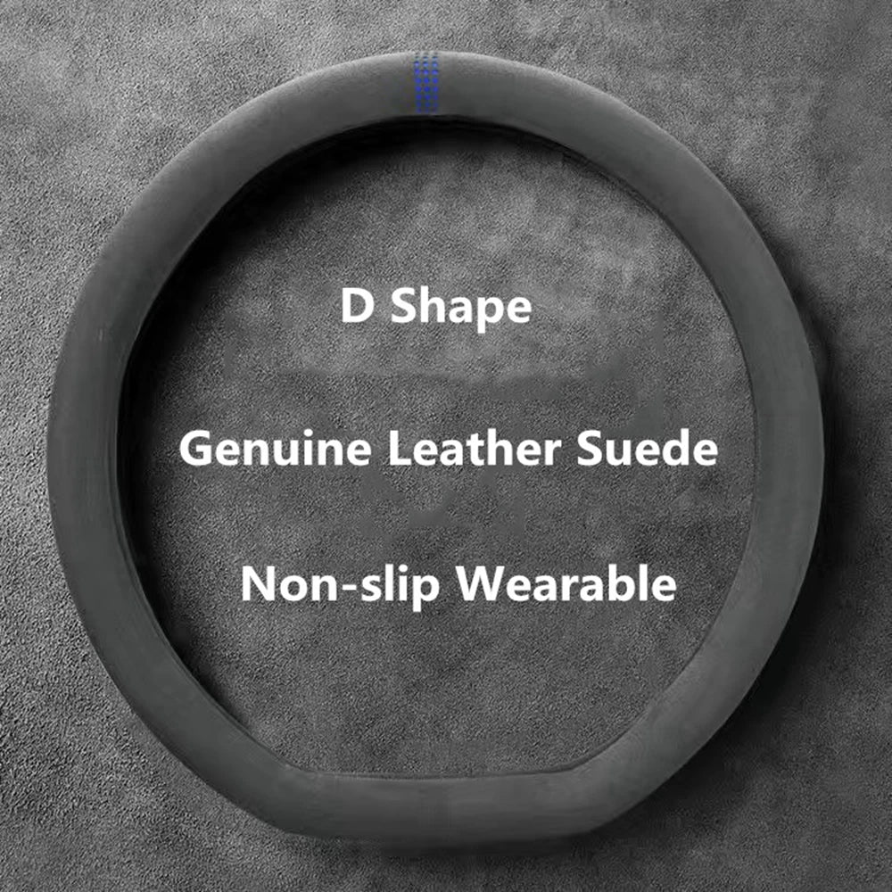 Car Steering Wheel Covers Cowhide Steering Wheel Cover Anti-Slip Comfort