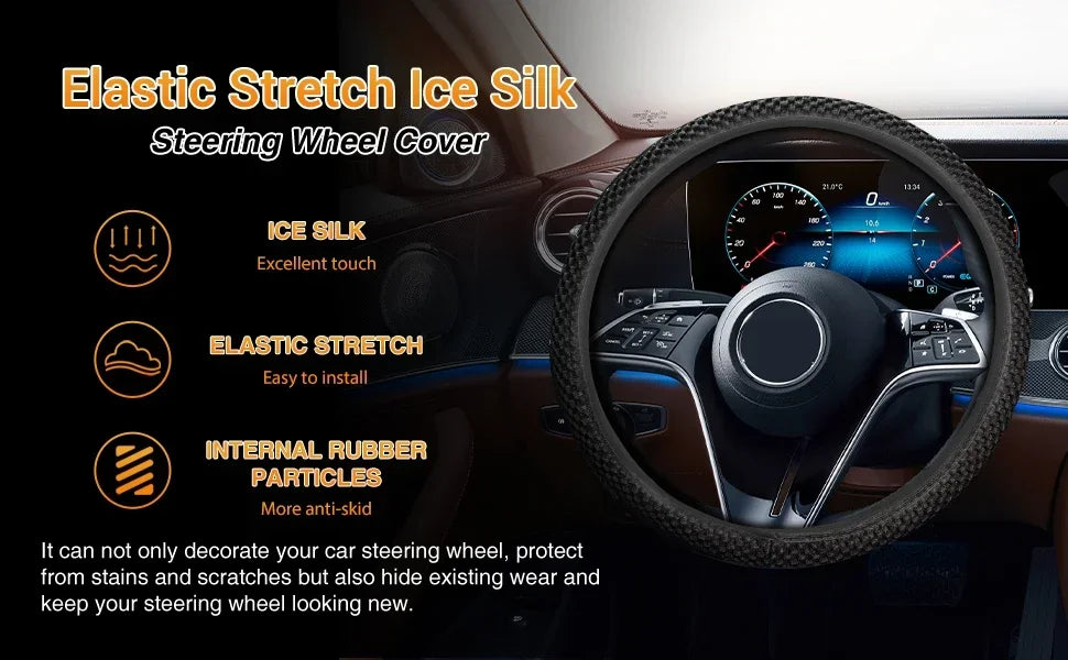 Elastic Steering Wheel Cover, Warm Steering Wheel Cover Anti-Slip Comfort