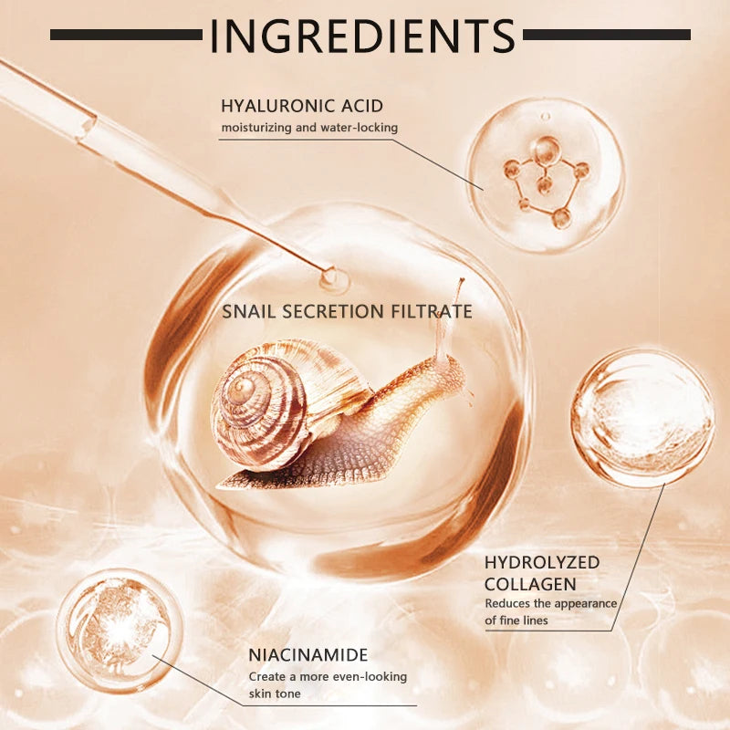 Snail Mucin Serum 30ml With Niacinamide, Hyaluronic Acid, Collagen Facial Serum Deep Hydration