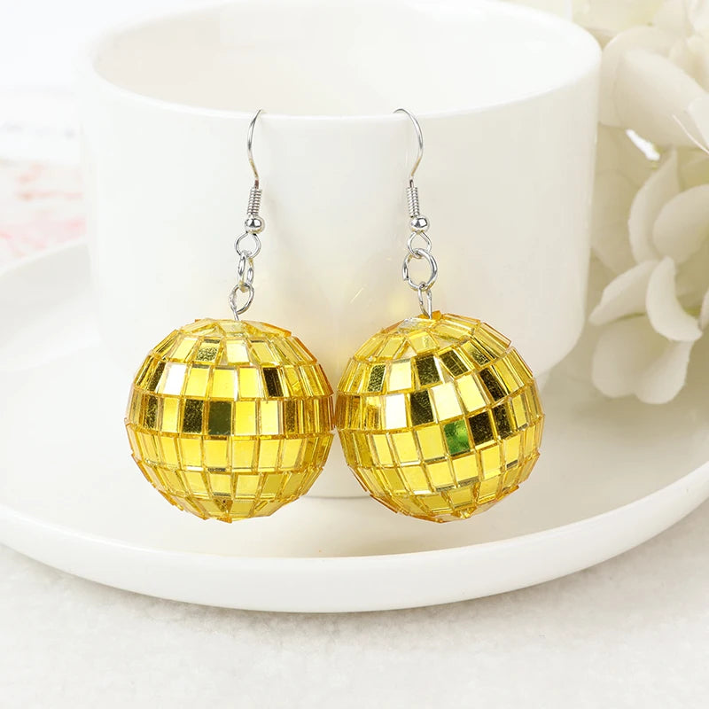 1 Pair Disco Ball Earrings Rainbow Jewelry  For Women Birthday Gift Party