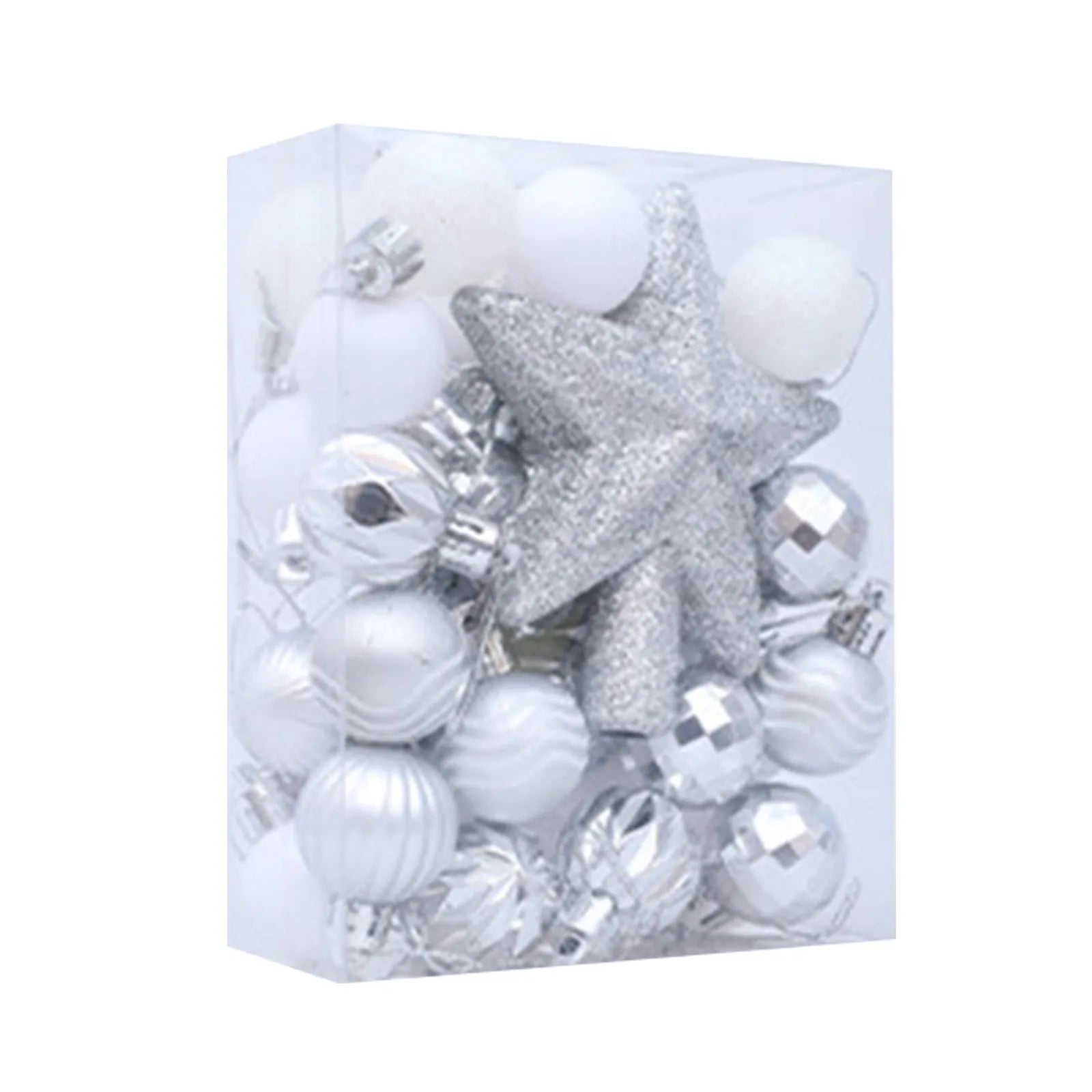 Christmas Ball Ornament Set Multi-Color Glitter Star Design Festive Holiday Christmas Tree Decoration Accessory Variety Pack