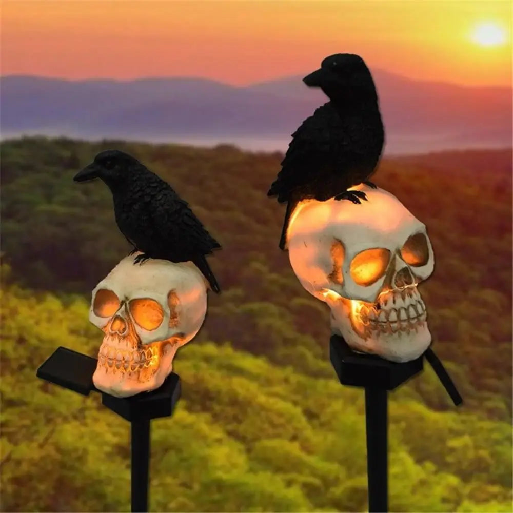Halloween Outdoor Light Skull, Raven, Crow Horror Decor Holiday Lighting Decoration