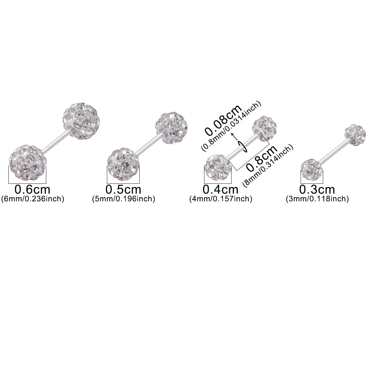 1 Pair Crystal Disco Ball Stud Earrings Cartilage Tragus Daith Helix Conch Piercing Ear Stud Accessory Fashion Jewelry Gift 20G