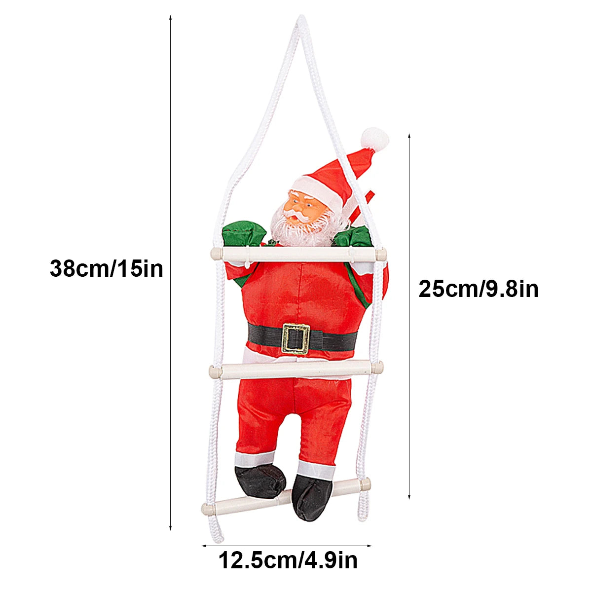 Christmas Decoration Santa Claus Climbing on Rope Ladder Ornament Xmas Tree Decor Home Door Wall Hanging Indoor Outdoor Kid Gift