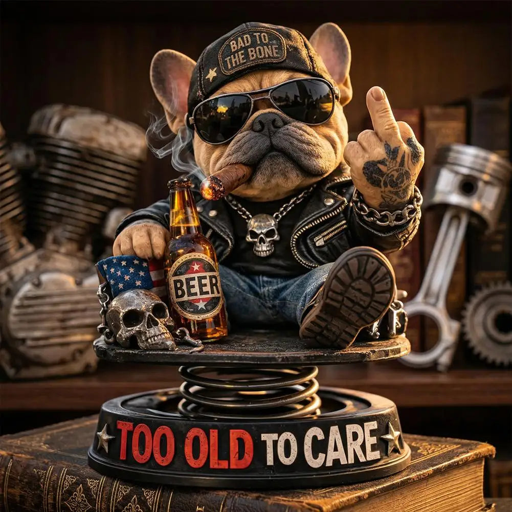 Biker Bulldog Dashboard Ornament Spring Car Dashboard Ornament Decoration