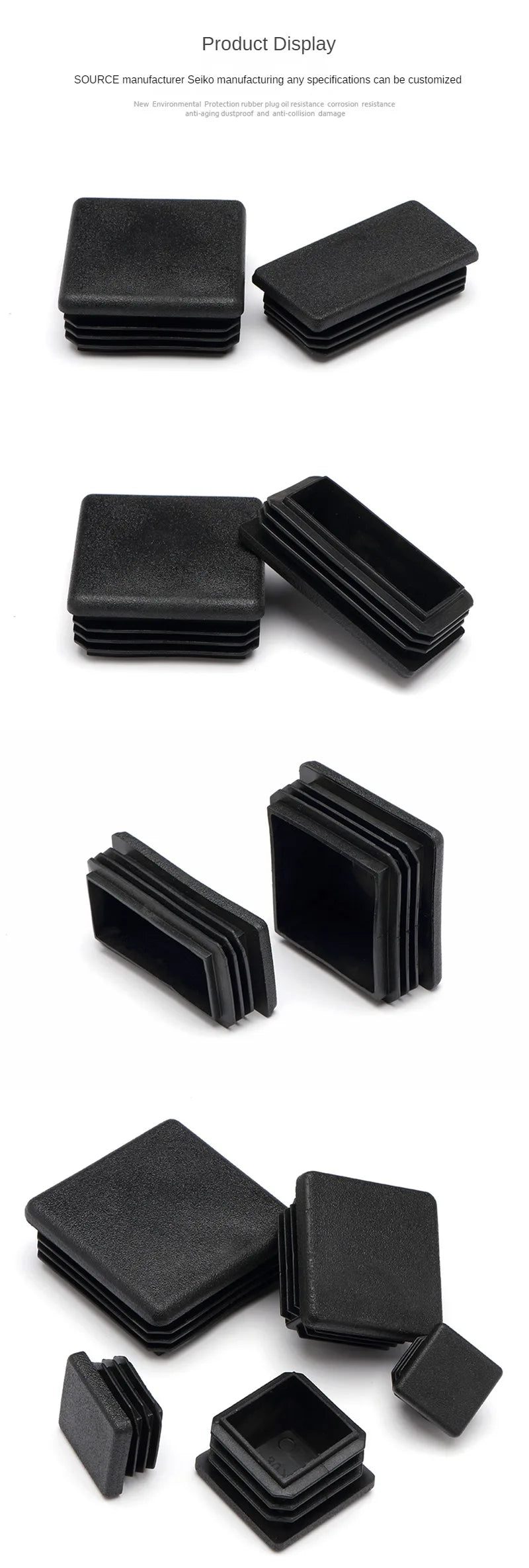 Black Square Oblong Plastic Pipe Premium Quality Replacement Accessory