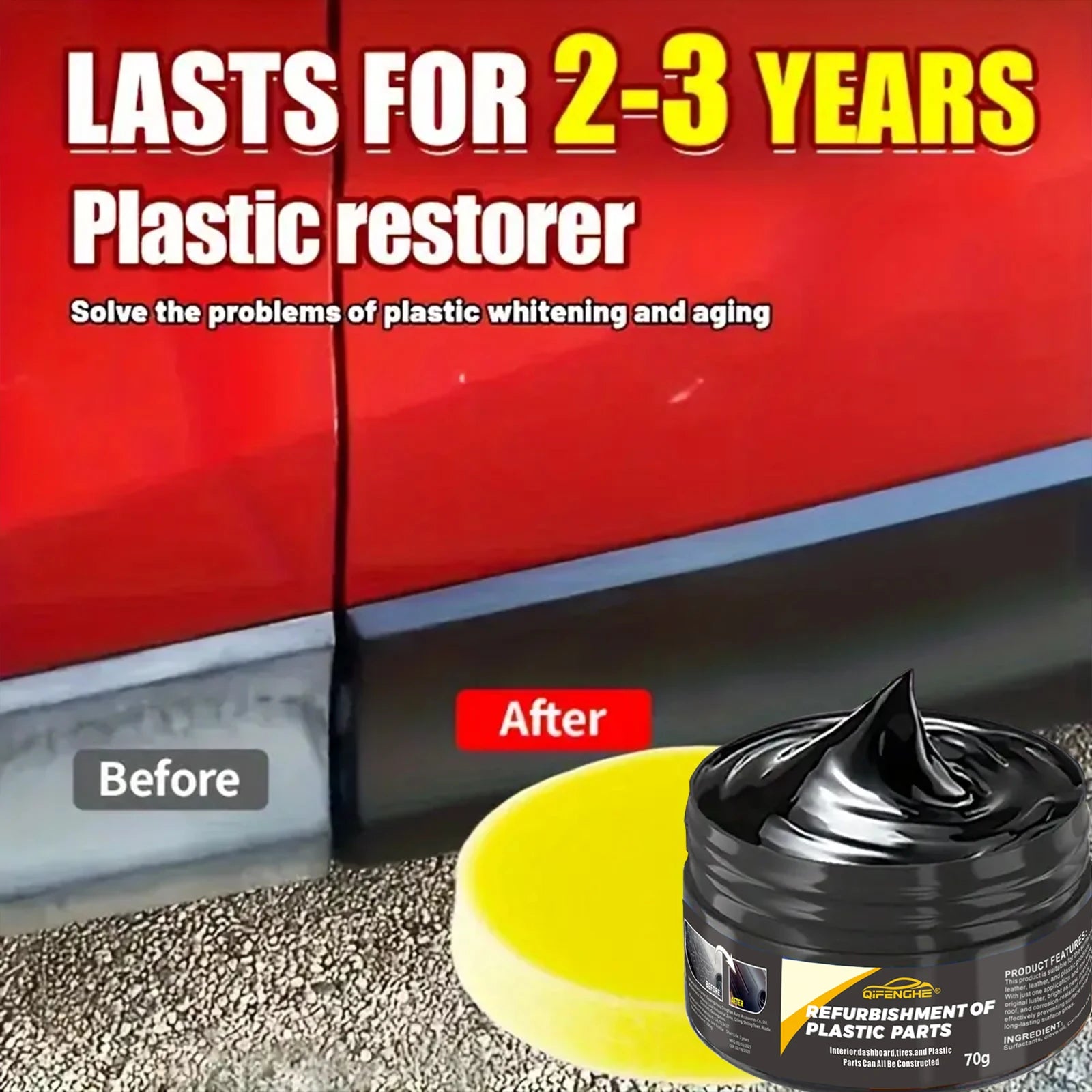 Automotive Plastic Repair Agent-Interior and Exterior Plastic Polishing Wax,Scratch Repair Suitable for Tires