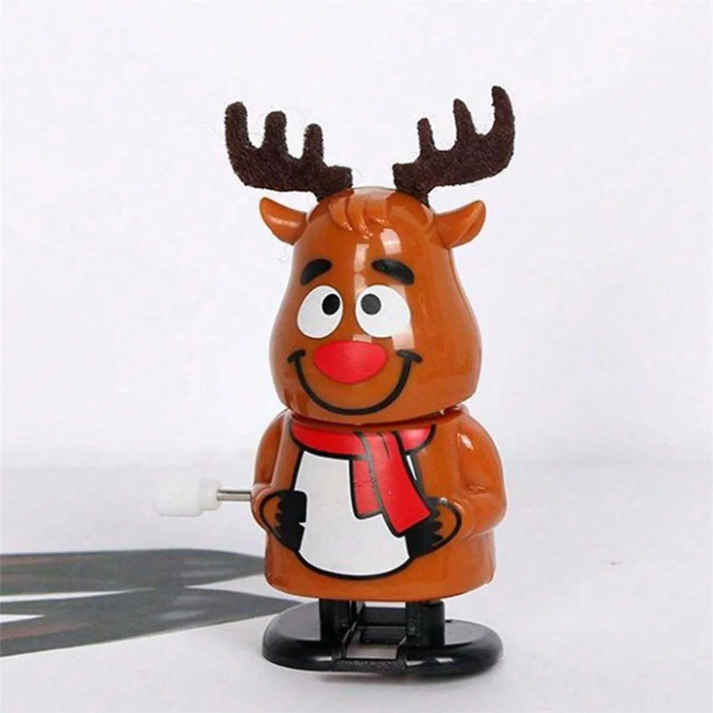 Festive Wind-Up Figurines Jumping & Walking Clockwork Playthings Party Favors Santa Claus Snowman Home Decor Ornament Party Gift