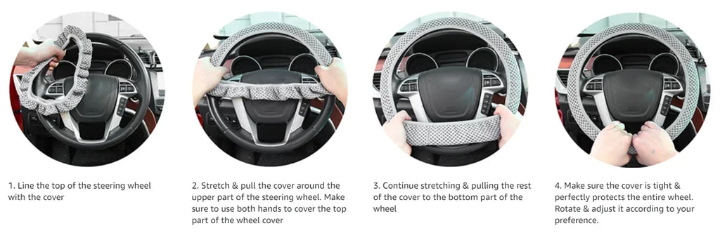 Elastic Steering Wheel Cover, Warm Steering Wheel Cover Anti-Slip Comfort