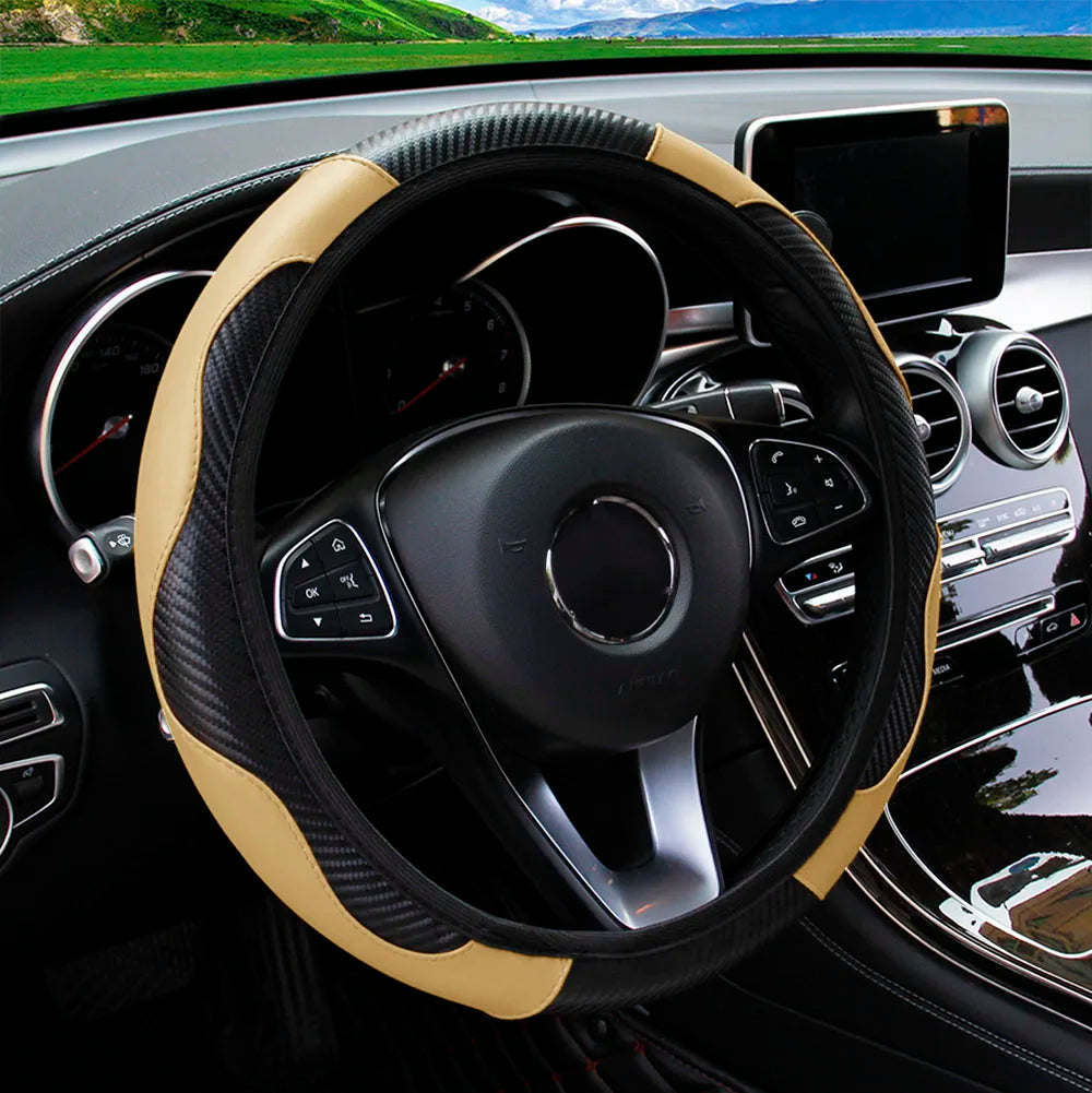 Steering Wheel Cover Carbon Fiber Steering Wheel Cover Anti-Slip Comfort