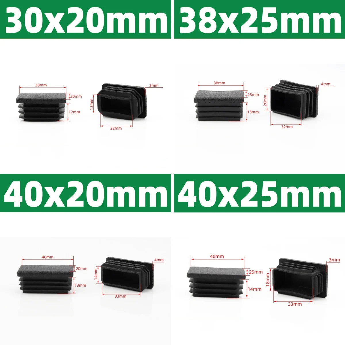 Black Square Oblong Plastic Pipe Premium Quality Replacement Accessory